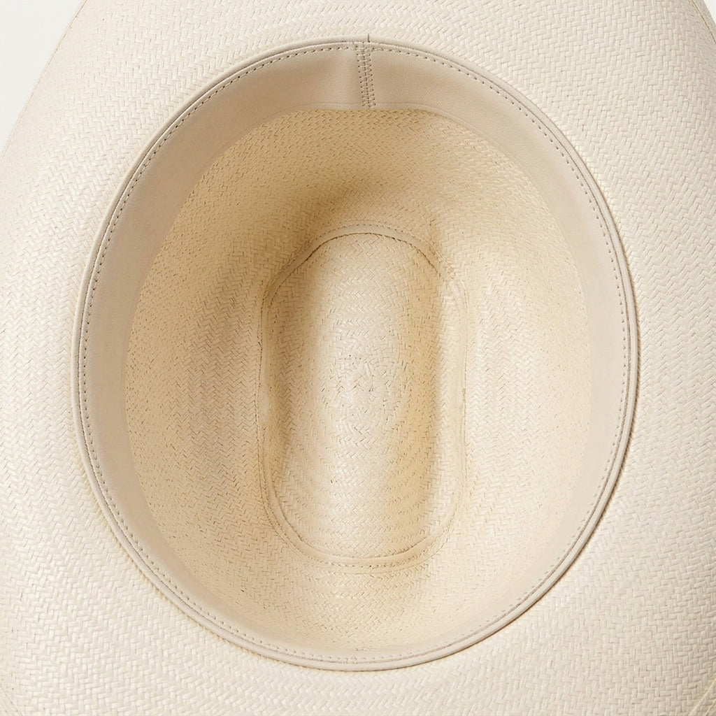 Cream Straw Panama Hat with Decorative Woven Band Detail