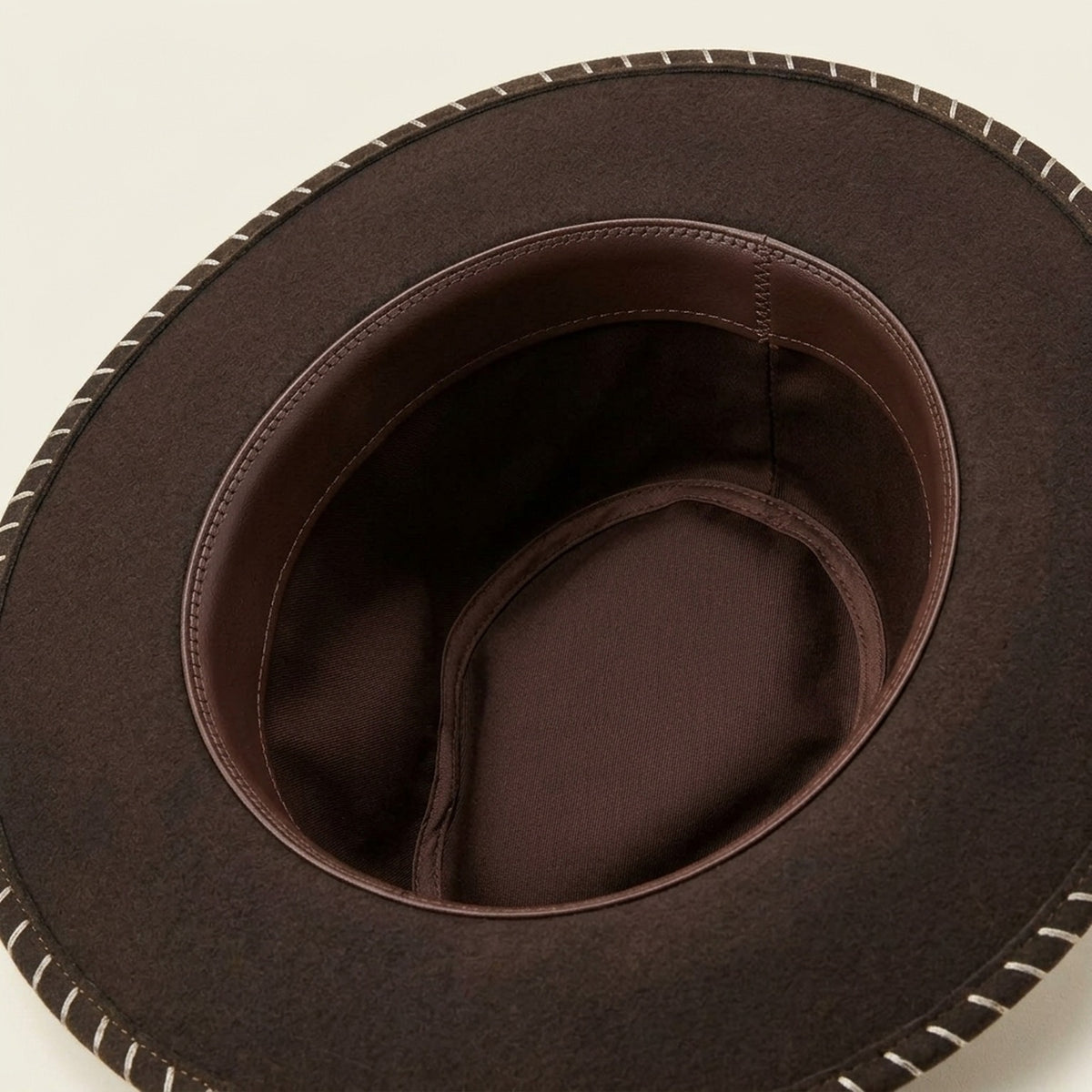 Brown Fedora Hat with Hand-Painted Moon Phases on Brim
