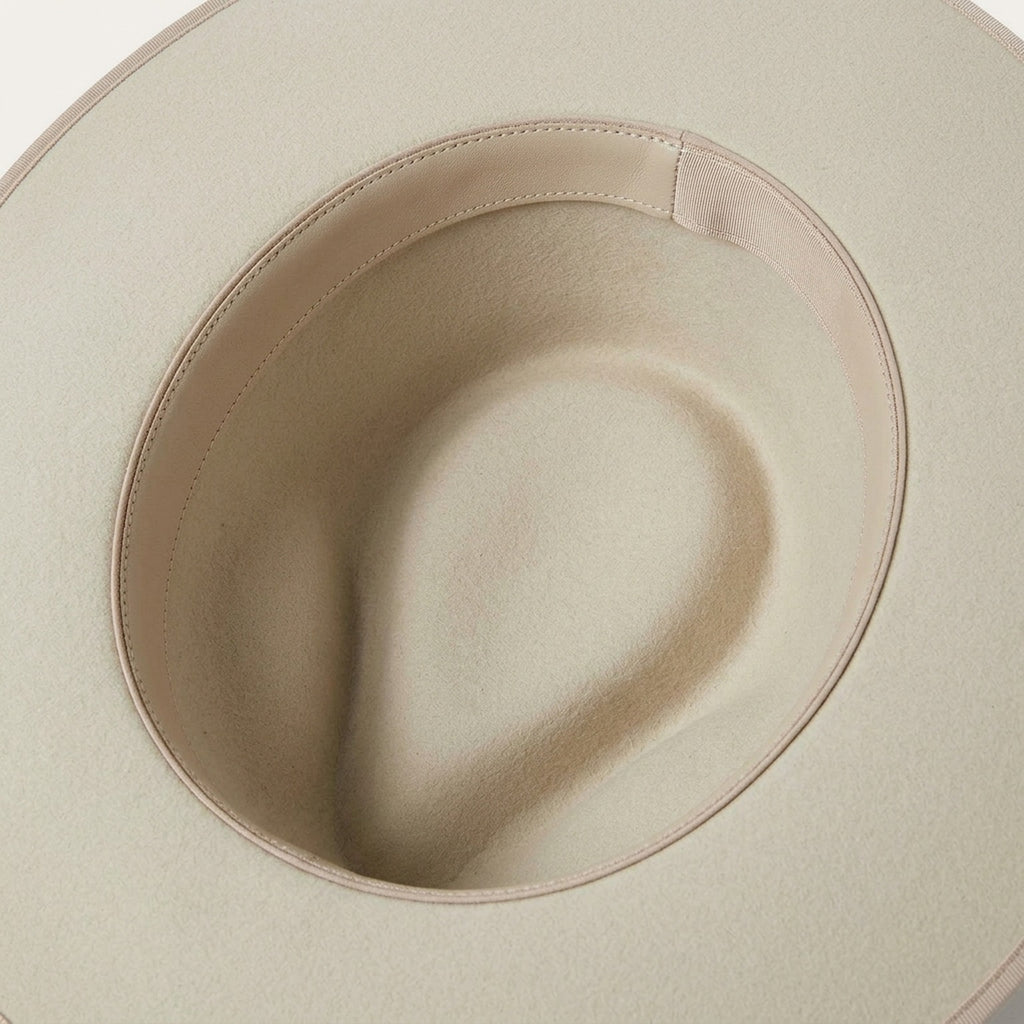 Cream Wool Felt Fedora with Chain Braided Band and Tasseled Tie