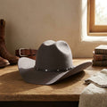 Brown Felt Cowboy Hat, Tall Pinched Crown with Diamond Studded Band