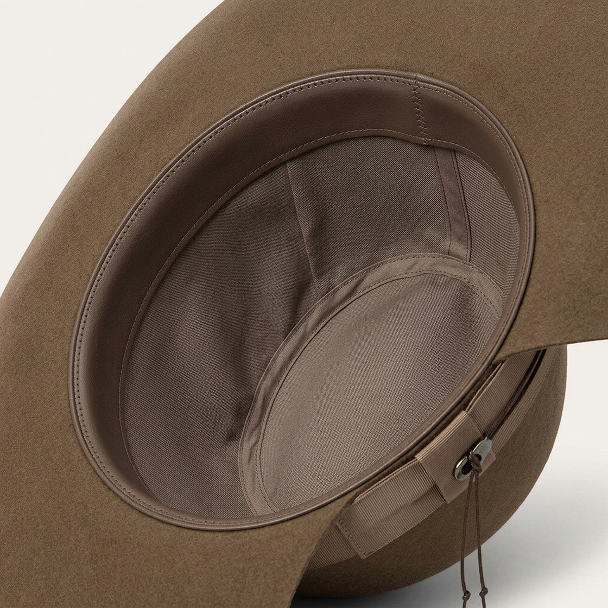 Unisex Taupe Wool Felt Cowboy Hat with Ribbon Band