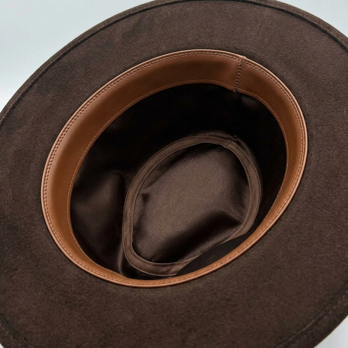 Rust Brown Fedora Lace Band Chain Feathers Leopard Accent Boho Hat