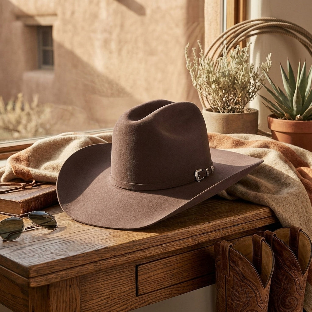 Classic Brown Wool Felt Cowboy Hat for Unisex Western Wear