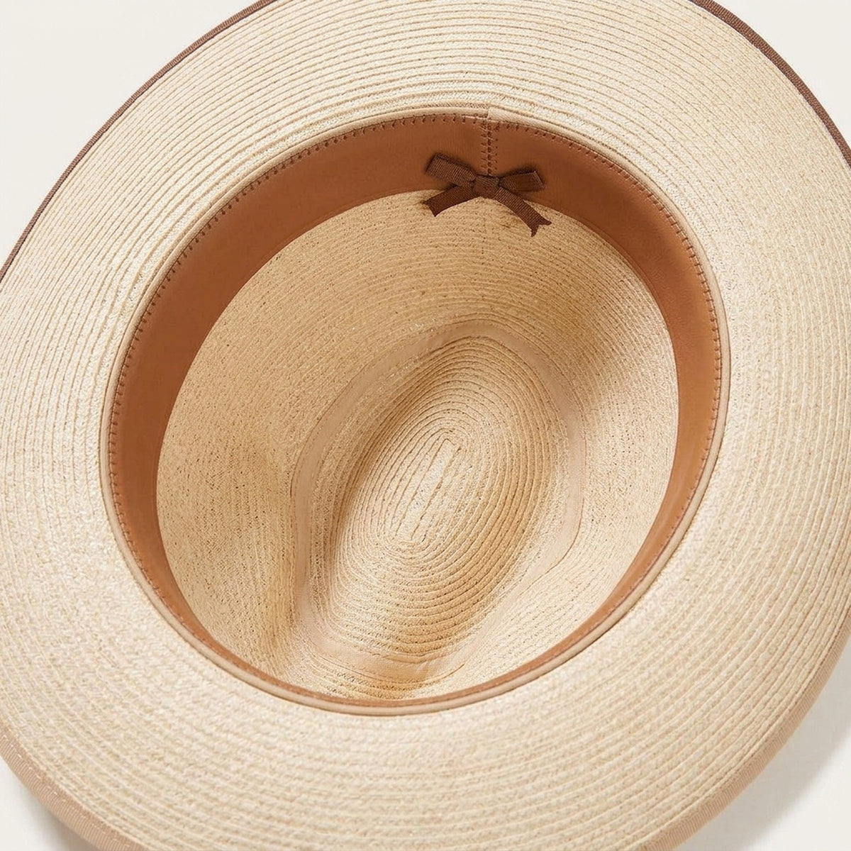 Cream Straw Western Hat with Brown Trim and Ribbon Band