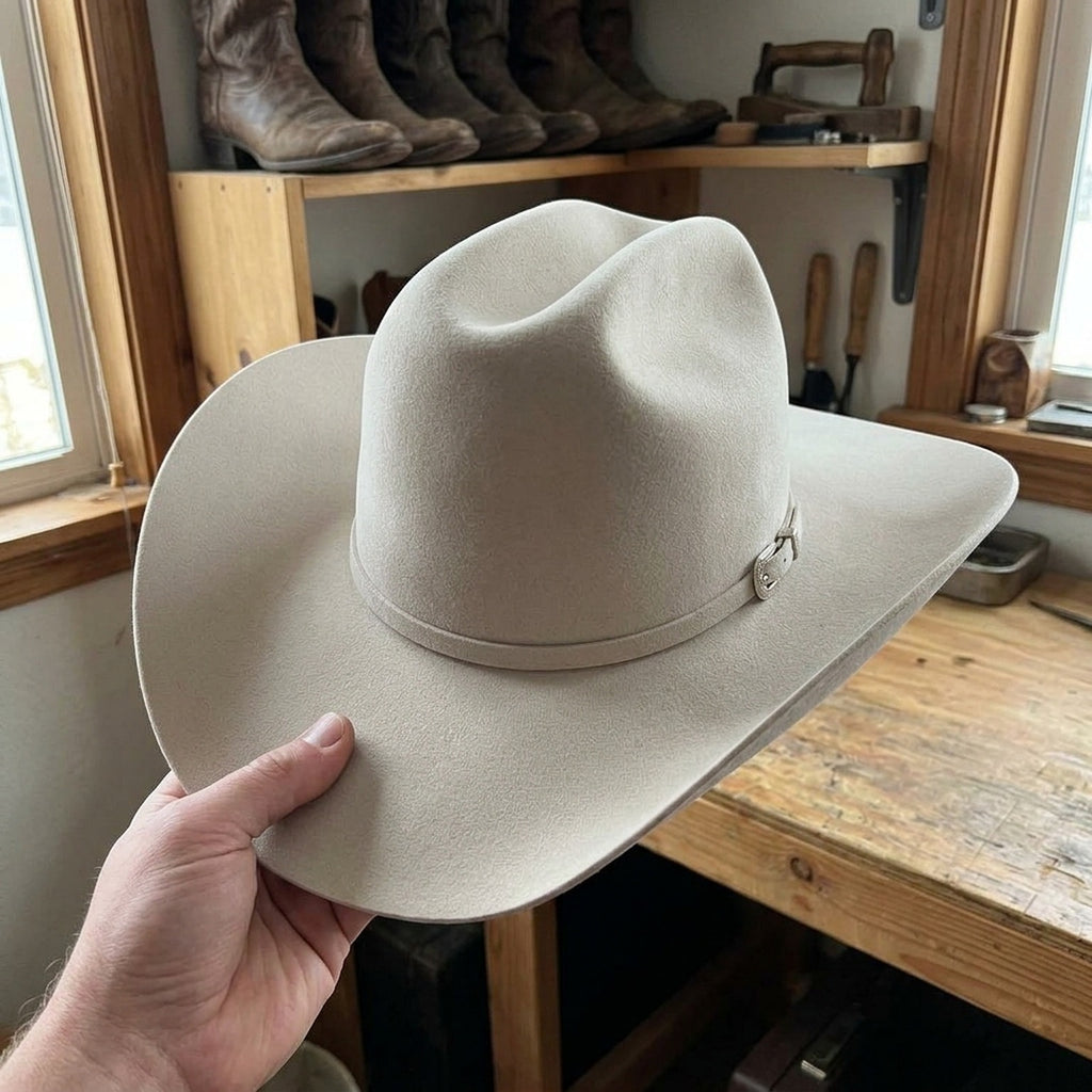Unisex Off White Wool Felt Cowboy Hat for Country Style