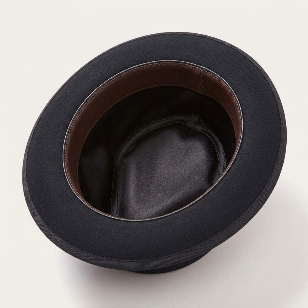 Black Wool Felt Fedora with Grosgrain Band and Bow Detail