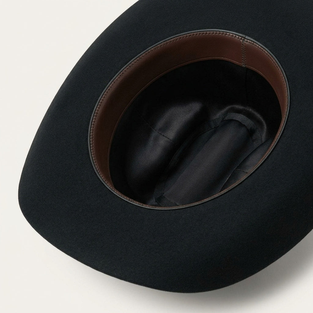 Black Wool Felt Cowboy Hat with Feather Detail