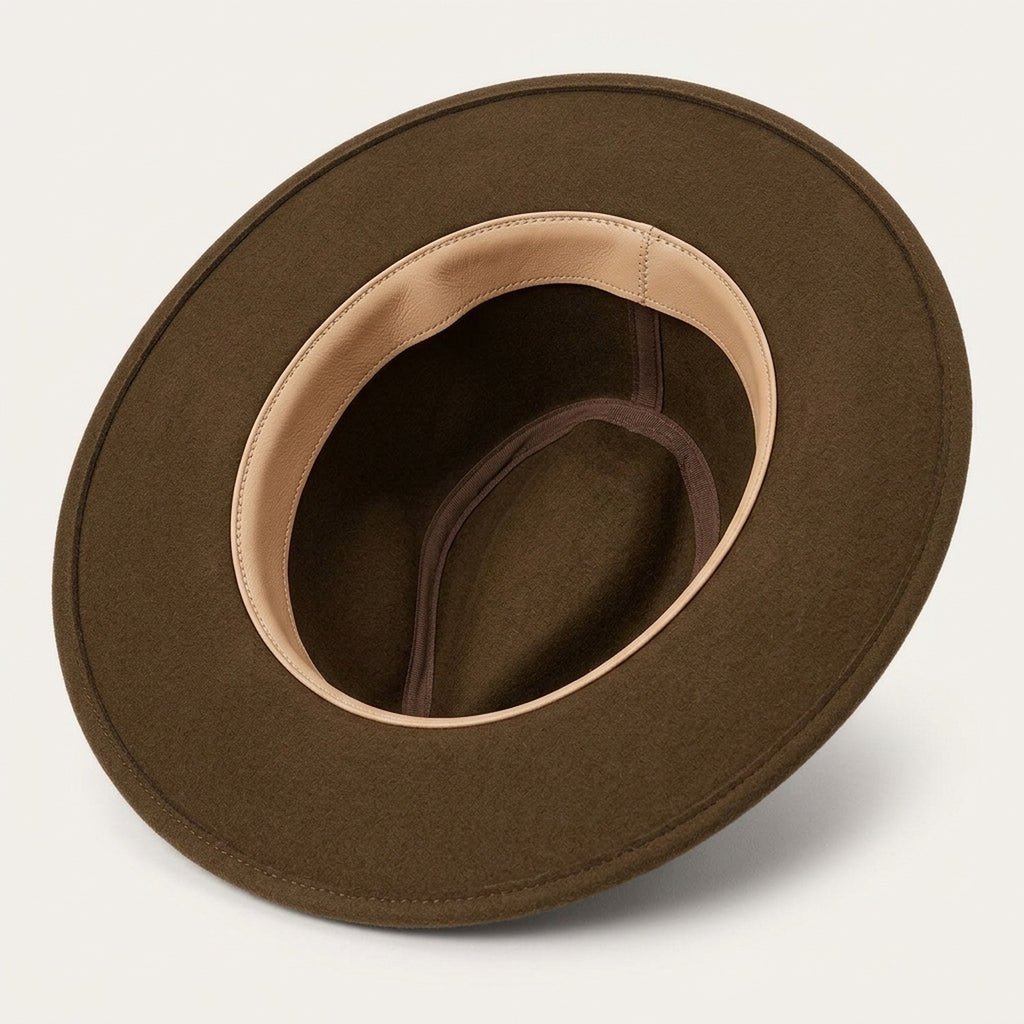 Brown Wool Felt Western Hat with Braided Leather Stud Band