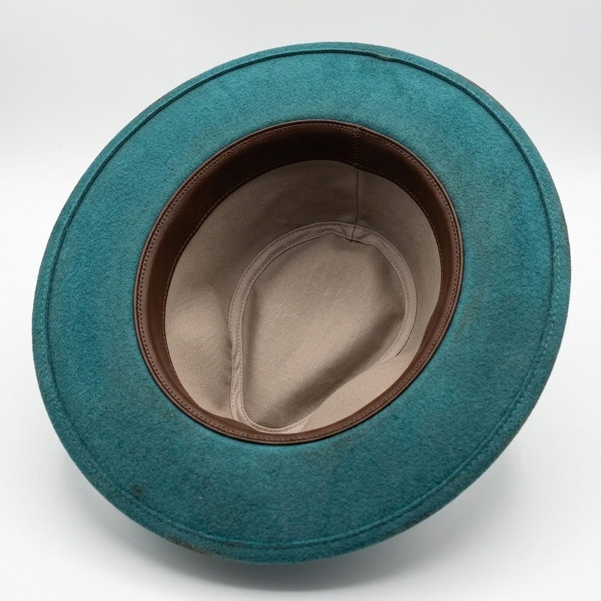 Distressed Teal Felt Western Hat Burlap Red Bandana Bow
