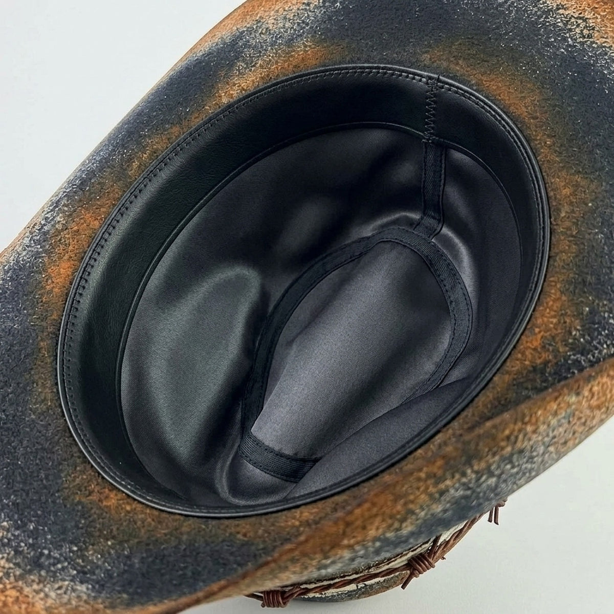 Distressed Rust Black Felt Western Hat with Bandana Wrap
