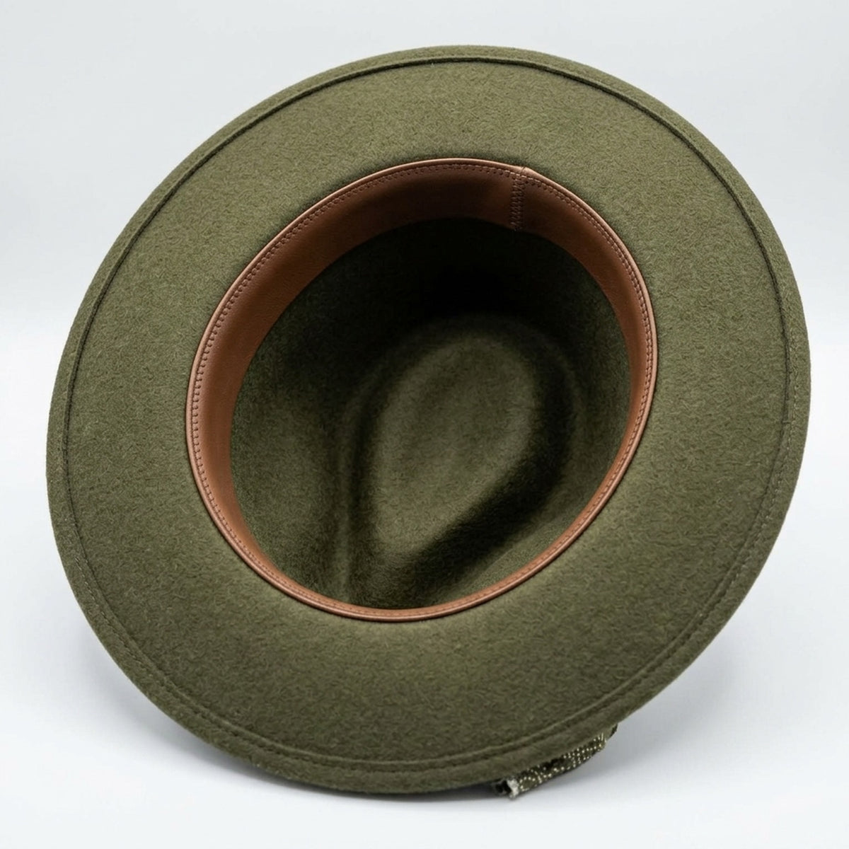 Olive Green Felt Western Hat with Paisley Band and Feather