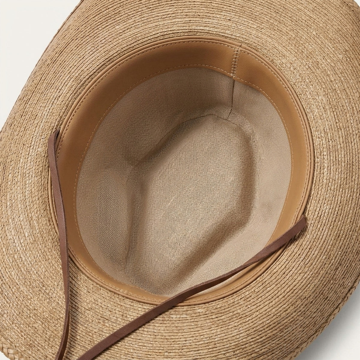 Unisex Brown Straw Cowboy Hat with Leather Band and Side Vents