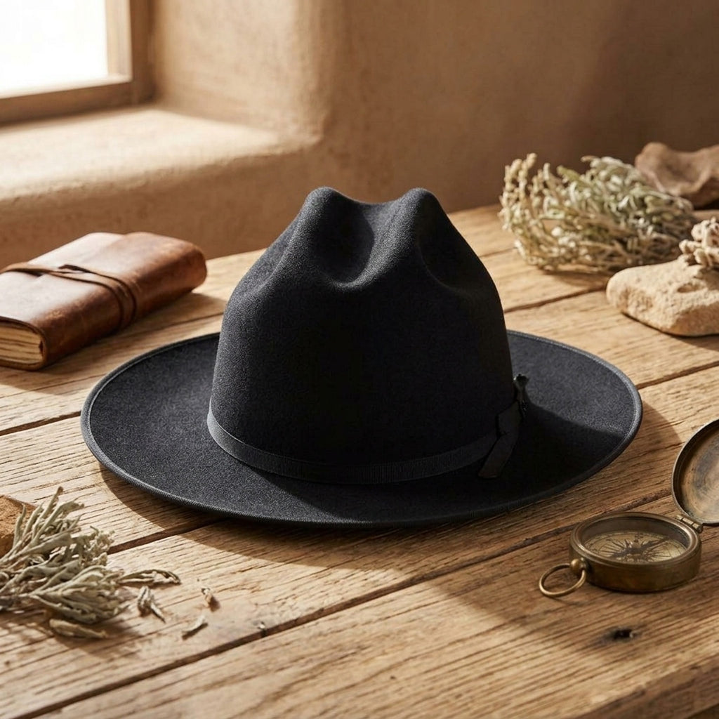 Black Wool Felt Fedora Hat with Grosgrain Band | Classic