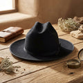 Black Wool Felt Fedora Hat with Grosgrain Band | Classic