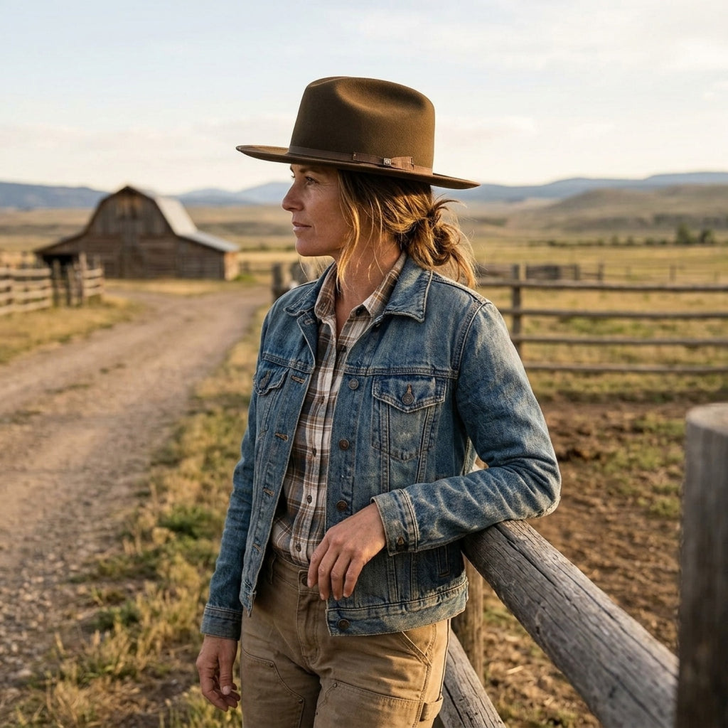Brown Wide Brim Felt Western Hat with Classic Shape