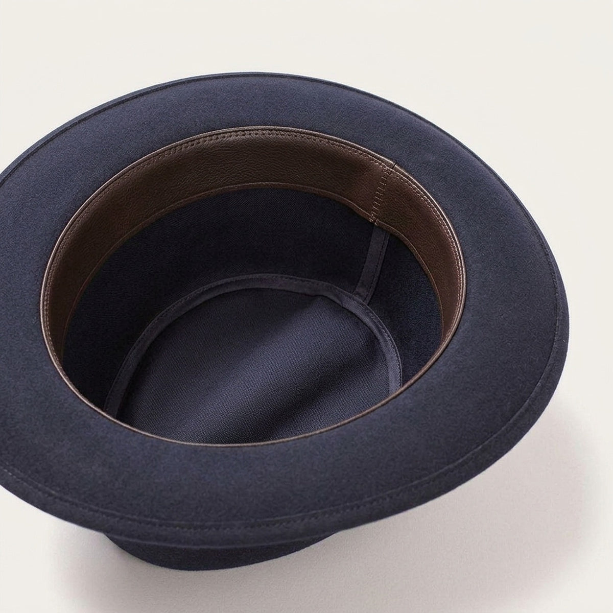 Navy Blue Wool Felt Fedora Hat with Grosgrain Ribbon Band