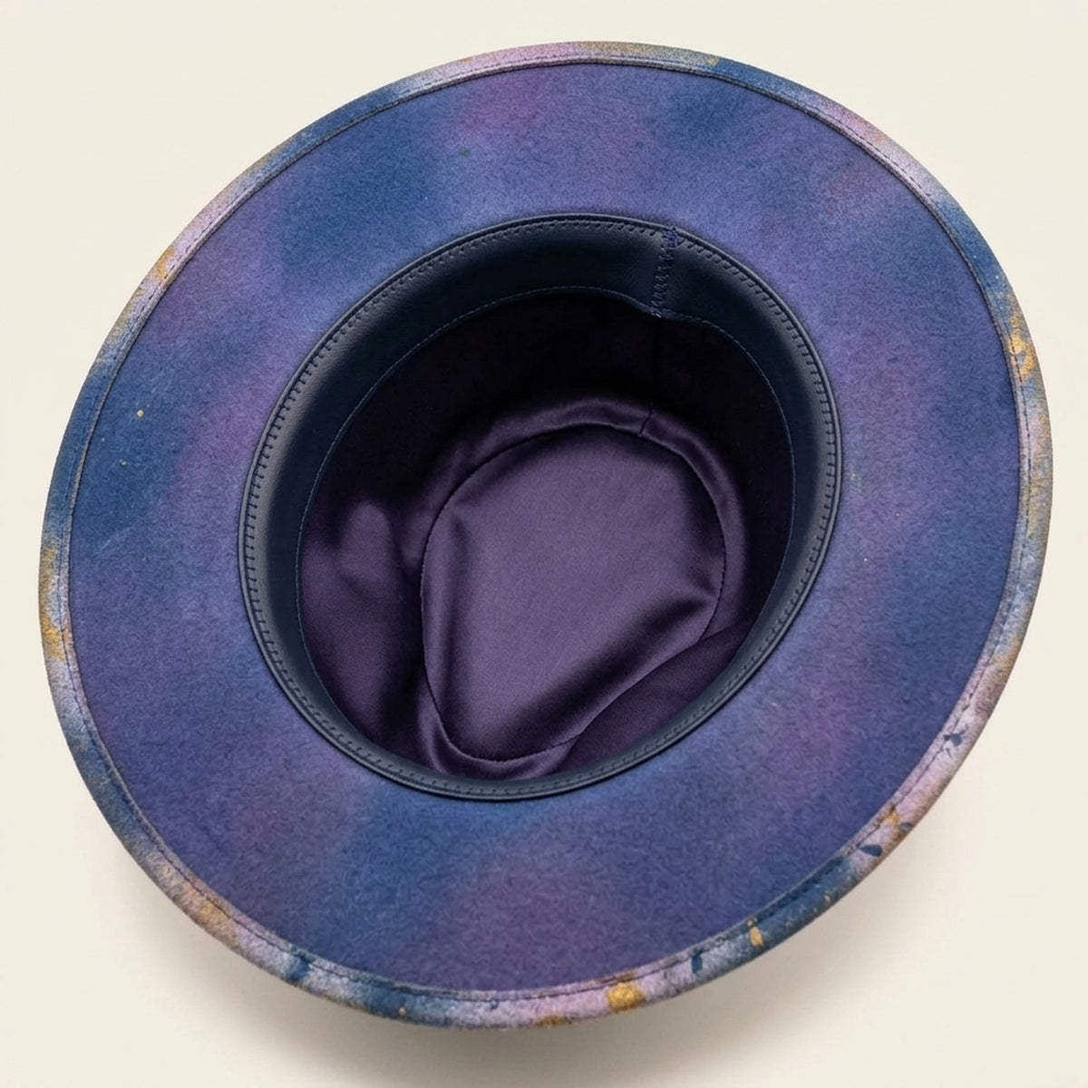 Boho Tie-Dye Fedora with Floral Accent and Rhinestone Band