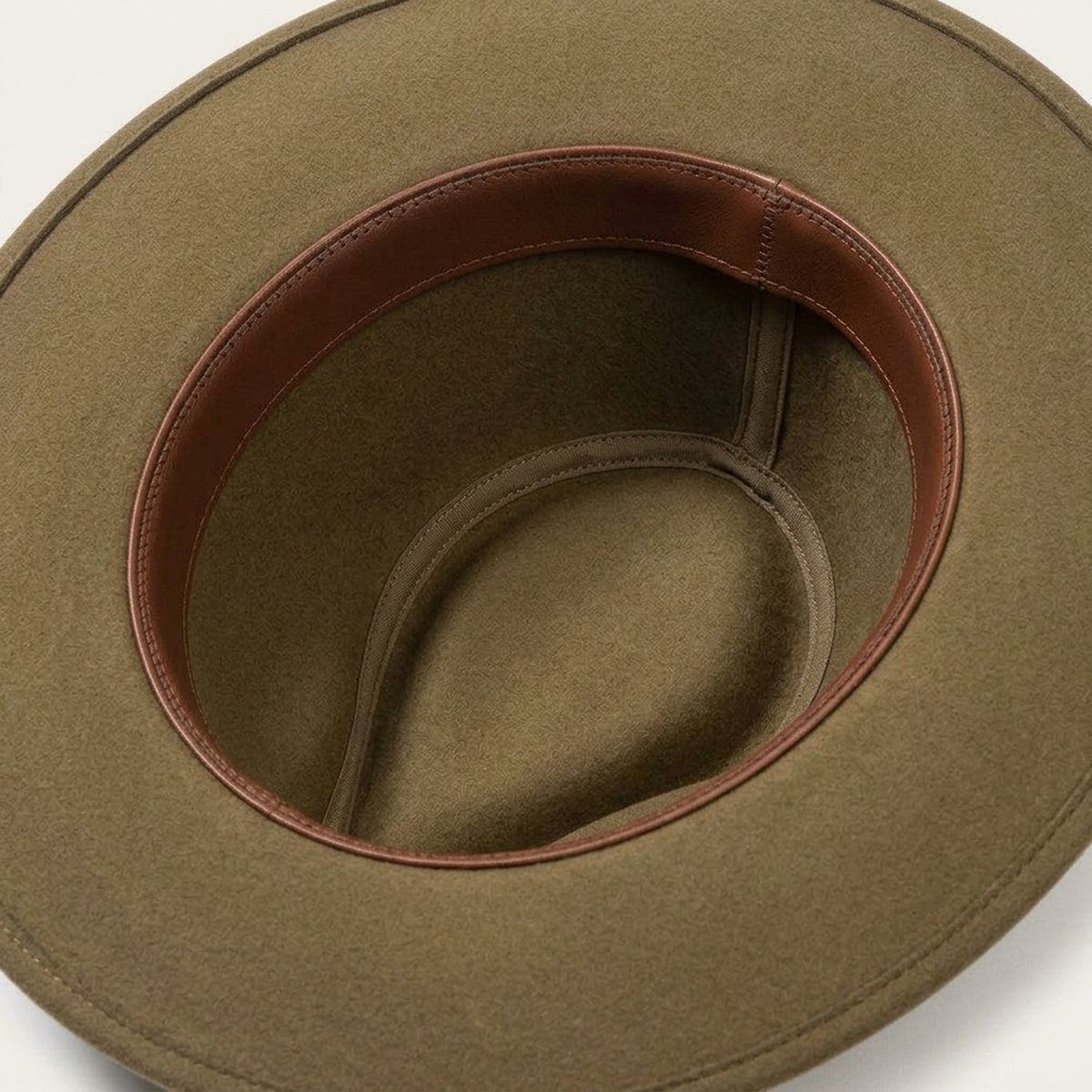 Tan Felt Fedora Hat with Leather Trim Band and Classic Pinch