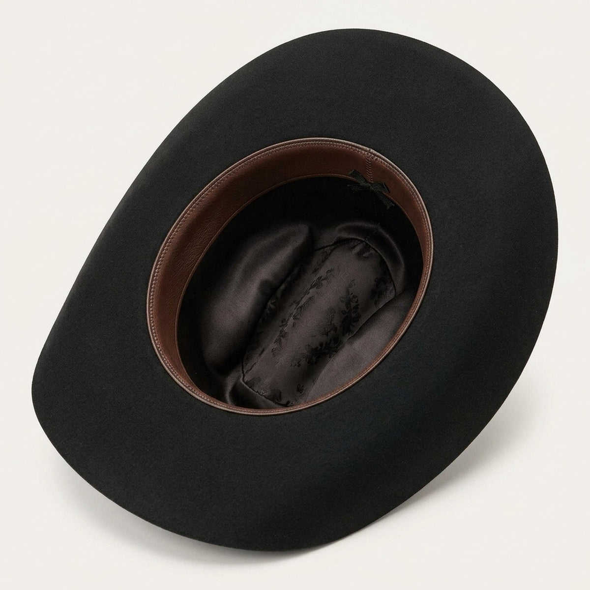 Unisex Black Wool Felt Cowboy Hat with Silver Concho Detail