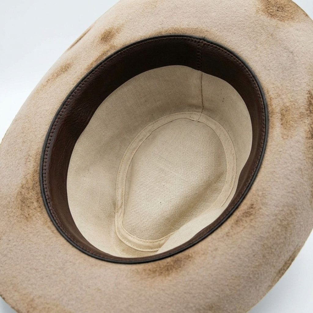 Tan Felt Western Hat Black Grosgrain Band Playing Card Tuck