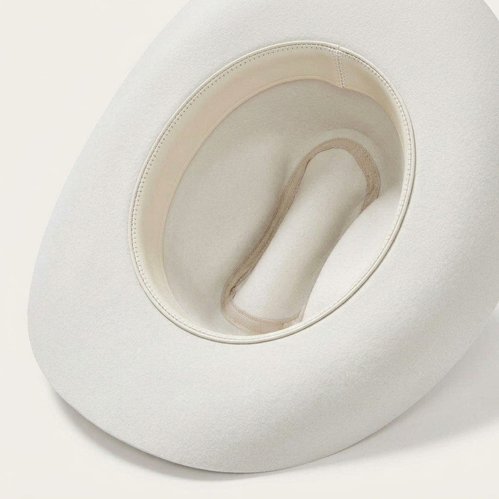 White Wool Felt Cowboy Hat with Clean Band and Pin Accent