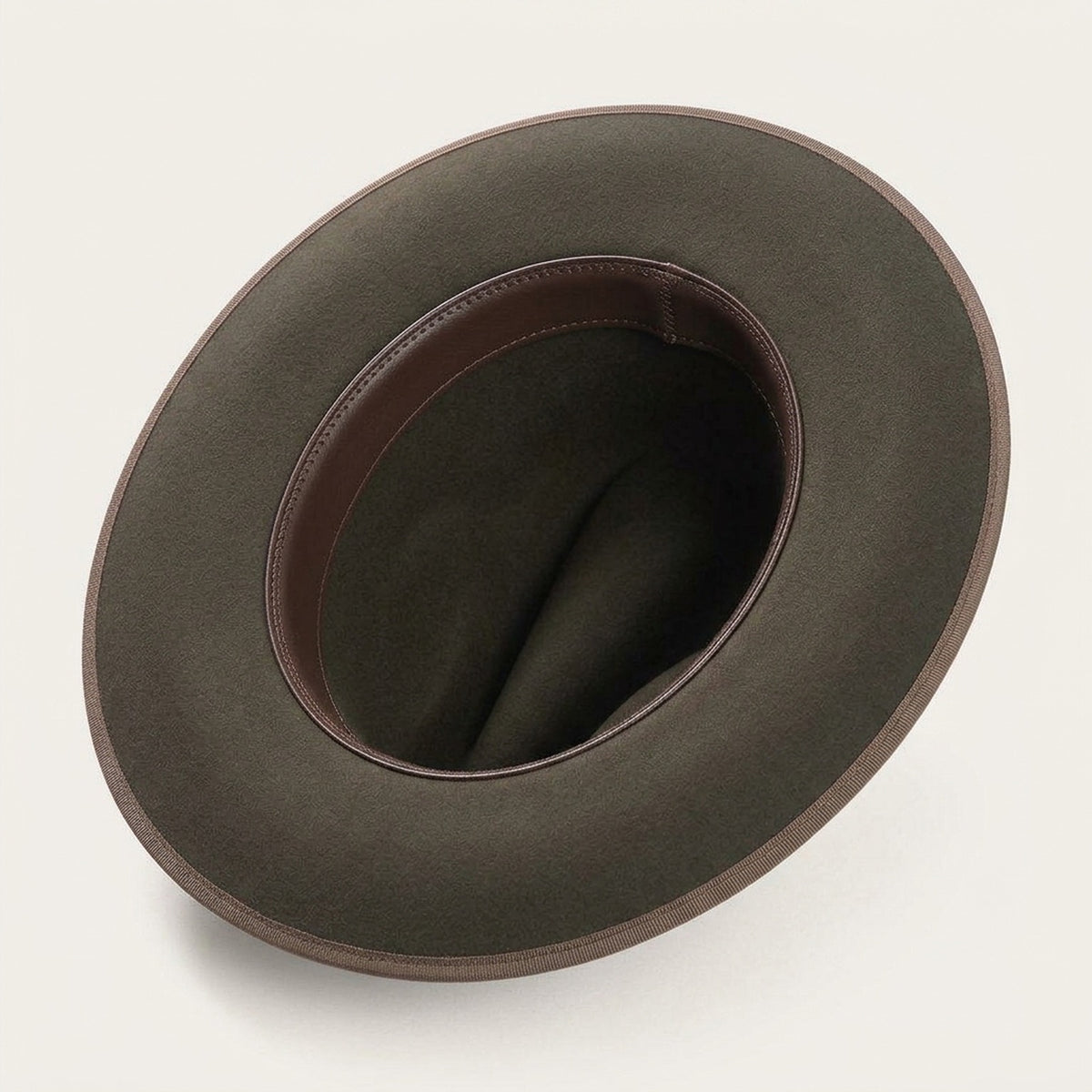Olive Green Felt Fedora with Grosgrain Bow and Side Detail