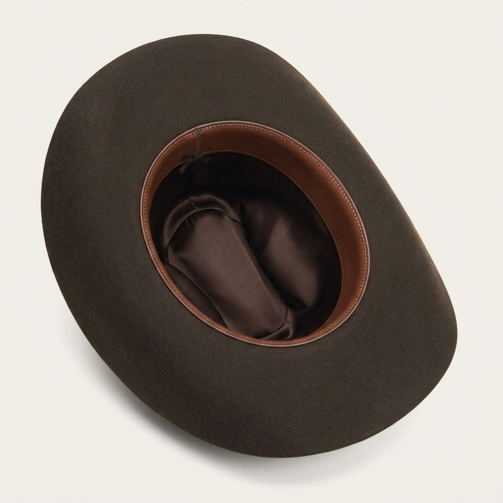 Unisex Dark Brown Wool Felt Cowboy Hat with Silver Charm