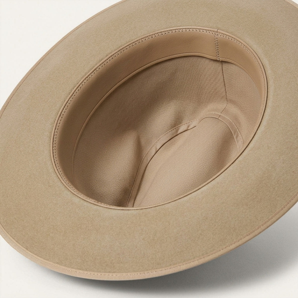 Camel Felt Fedora Hat with Grosgrain Ribbon Bow and Trim