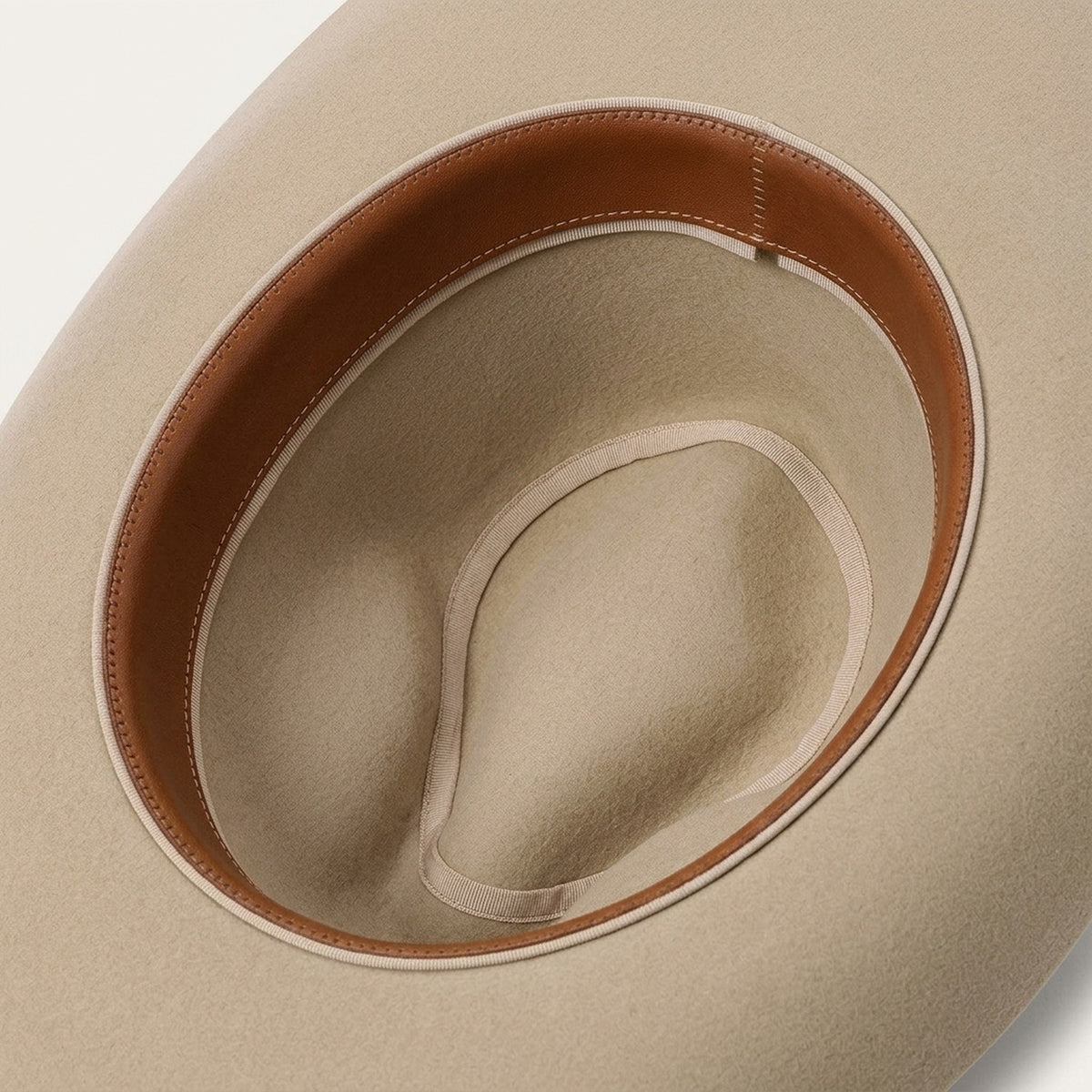 Unisex Cream Cowboy Hat with Ribbon Chin Cord
