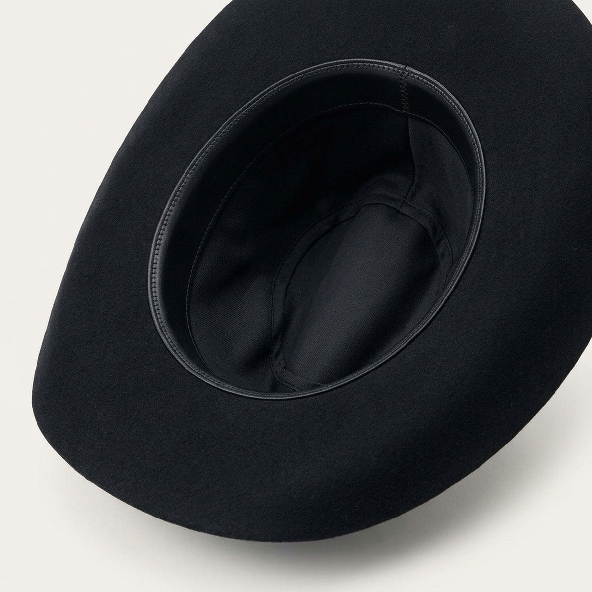Black Felt Cowboy Hat with Layered Grosgrain Band and Curved Brim