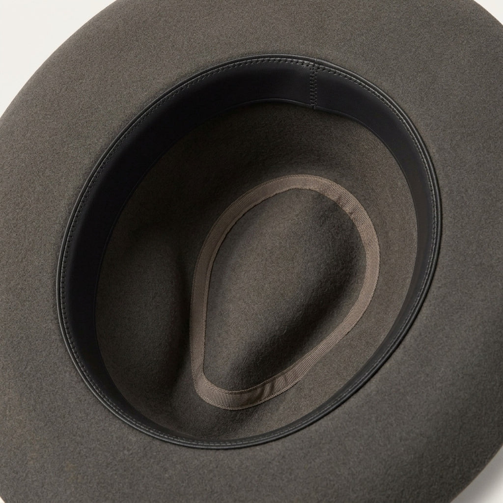 Unisex Gray Wool Felt Western Hat with Feather Band