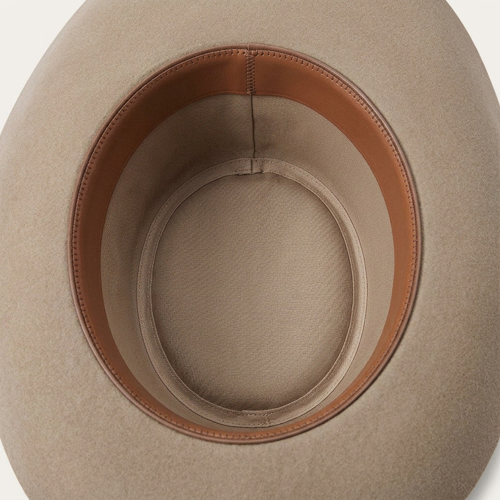 Tan Wool Felt Western Hat with Leather Band and Metal Concho Trim