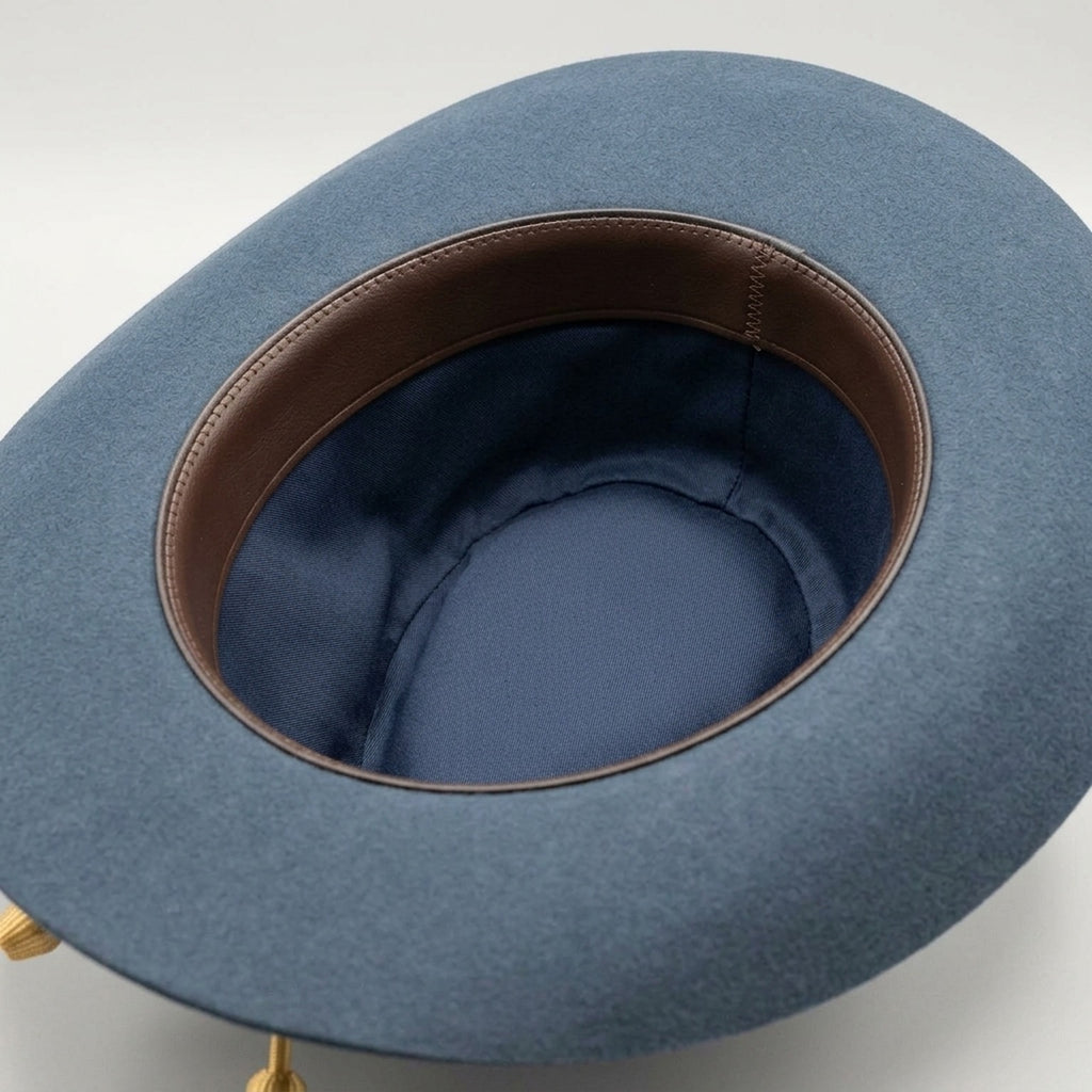 Slate Blue Wool Felt Cowboy Hat with Crossed Sabers Pin