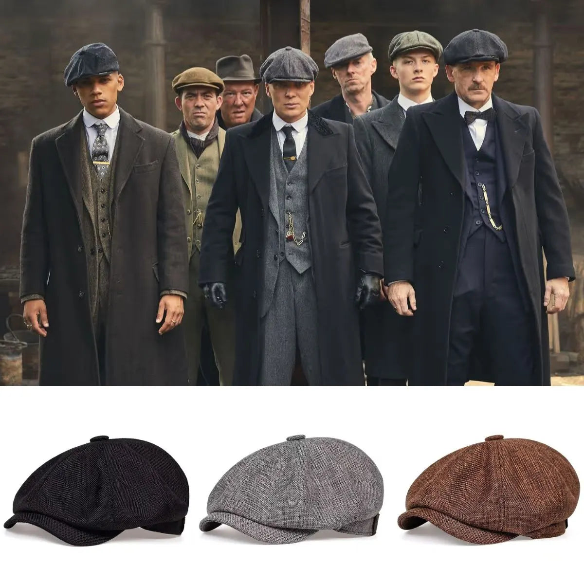 Peaky Blinders Hats,Handmade Wool Newsboy Cap: Vintage Style Gatsby Hat