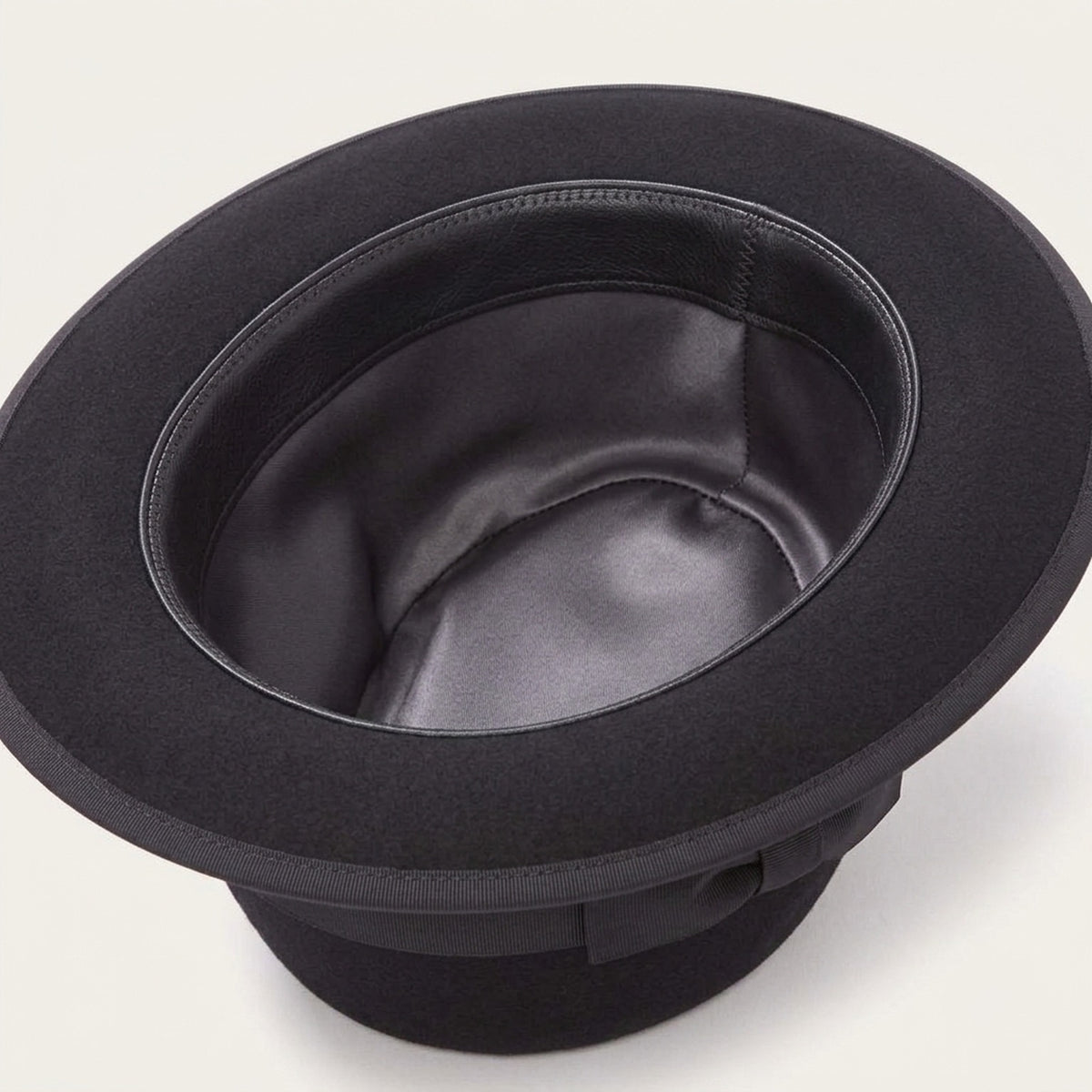 Black Wool Felt Fedora Hat with Ribbon Bow and Brim Trim
