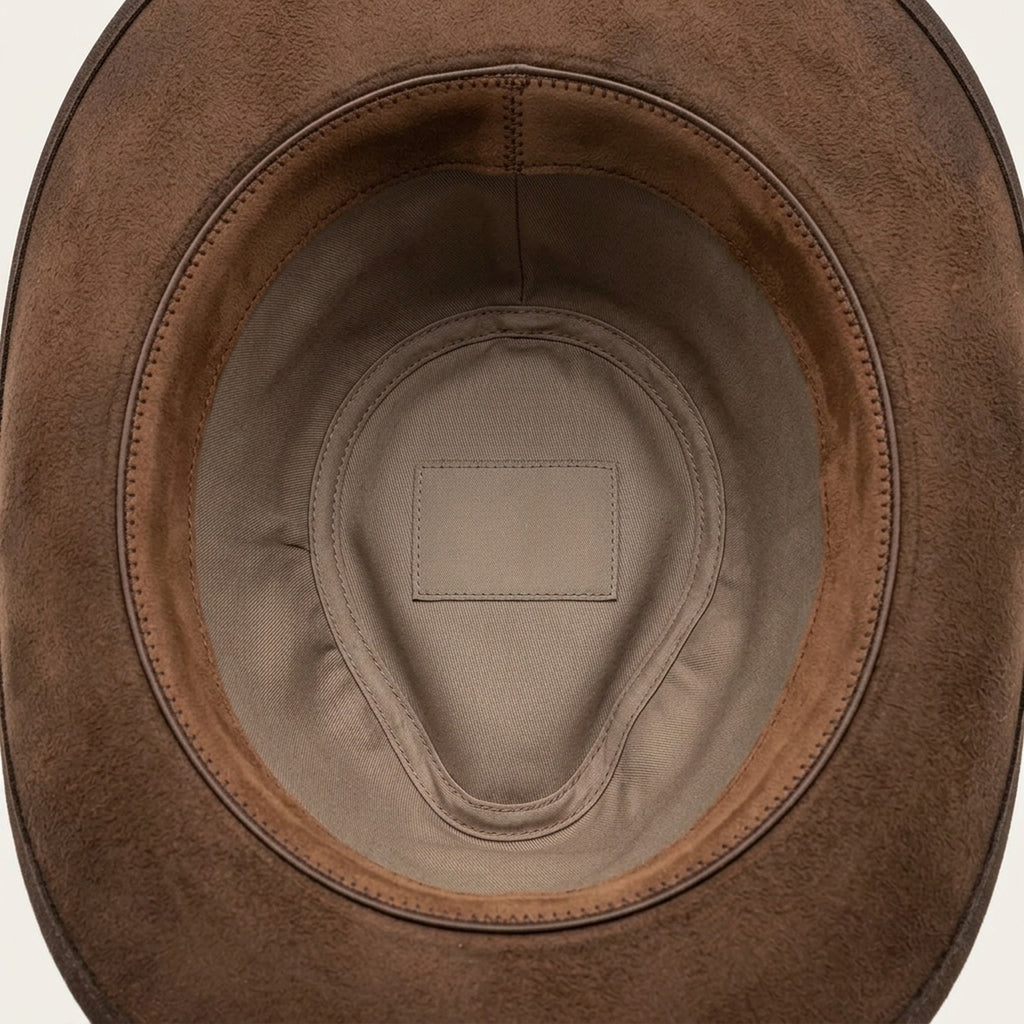 Distressed Brown Felt Western Hat Cowhide Band Silver Chain