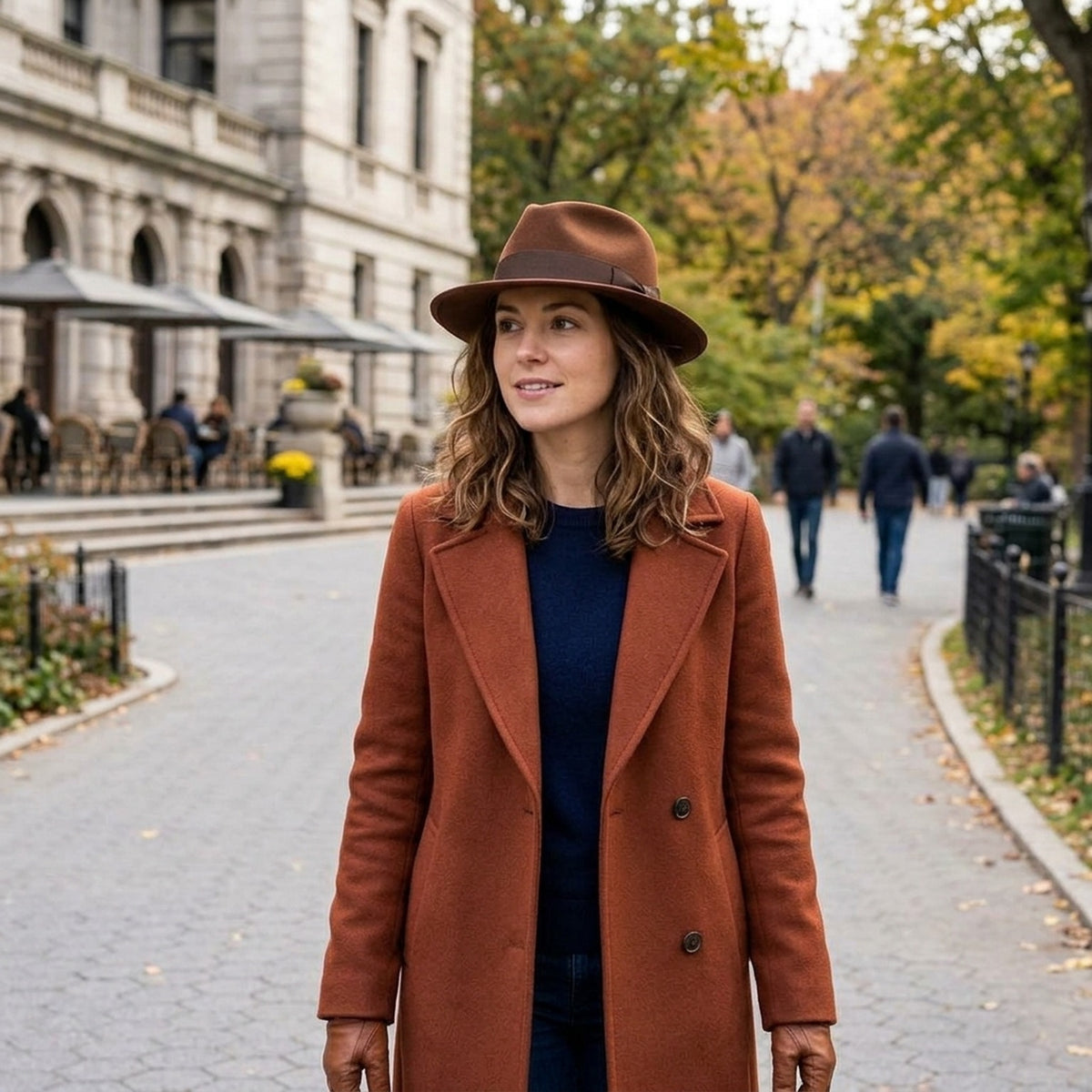 Chocolate Brown Wool Felt Fedora with Dark Ribbon Bow