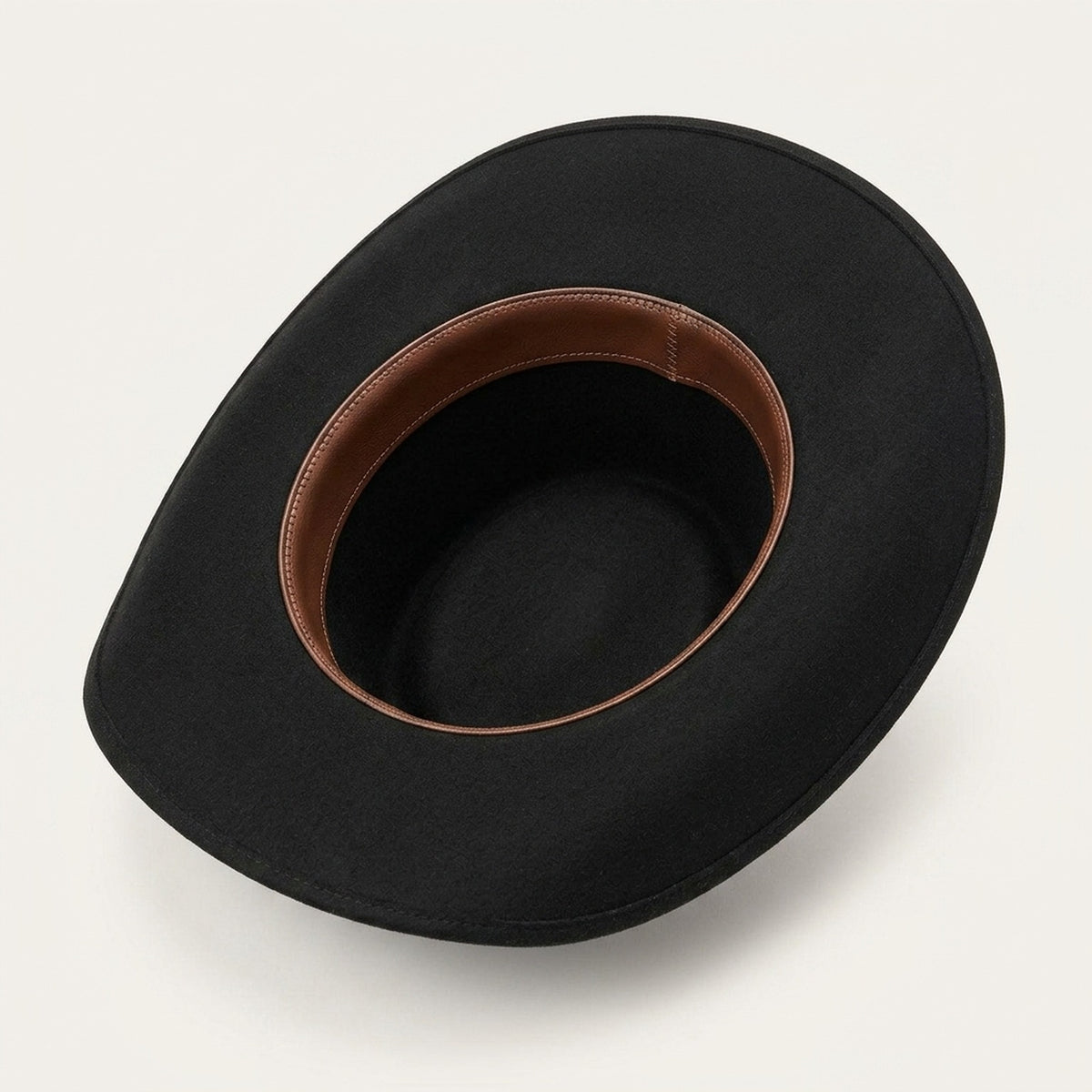 Black Flat Crown Western Hat With Embossed Band