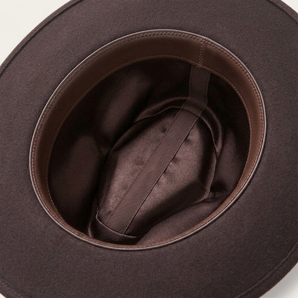Dark Brown Felt Western Hat with Stitched Leather Hatband