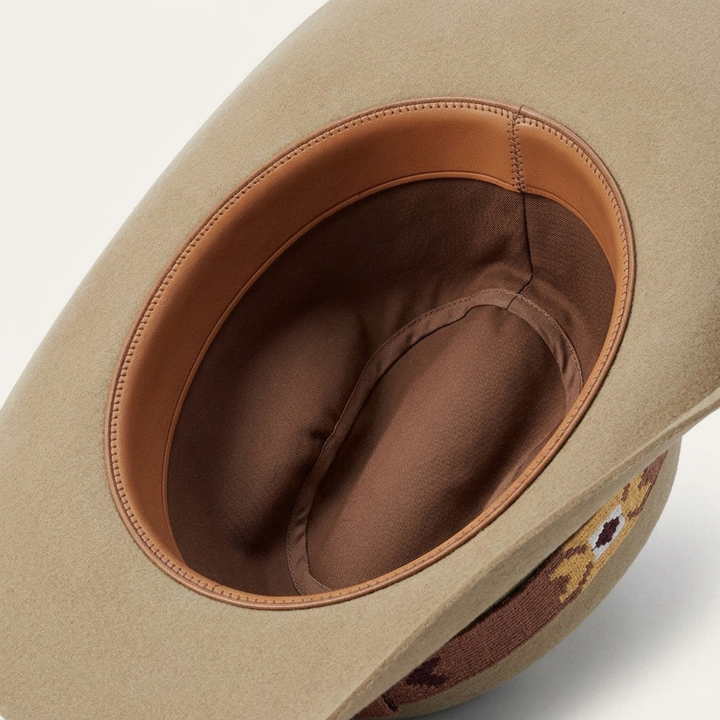 Tan Cowboy Hat With Embroidered Southwestern Band