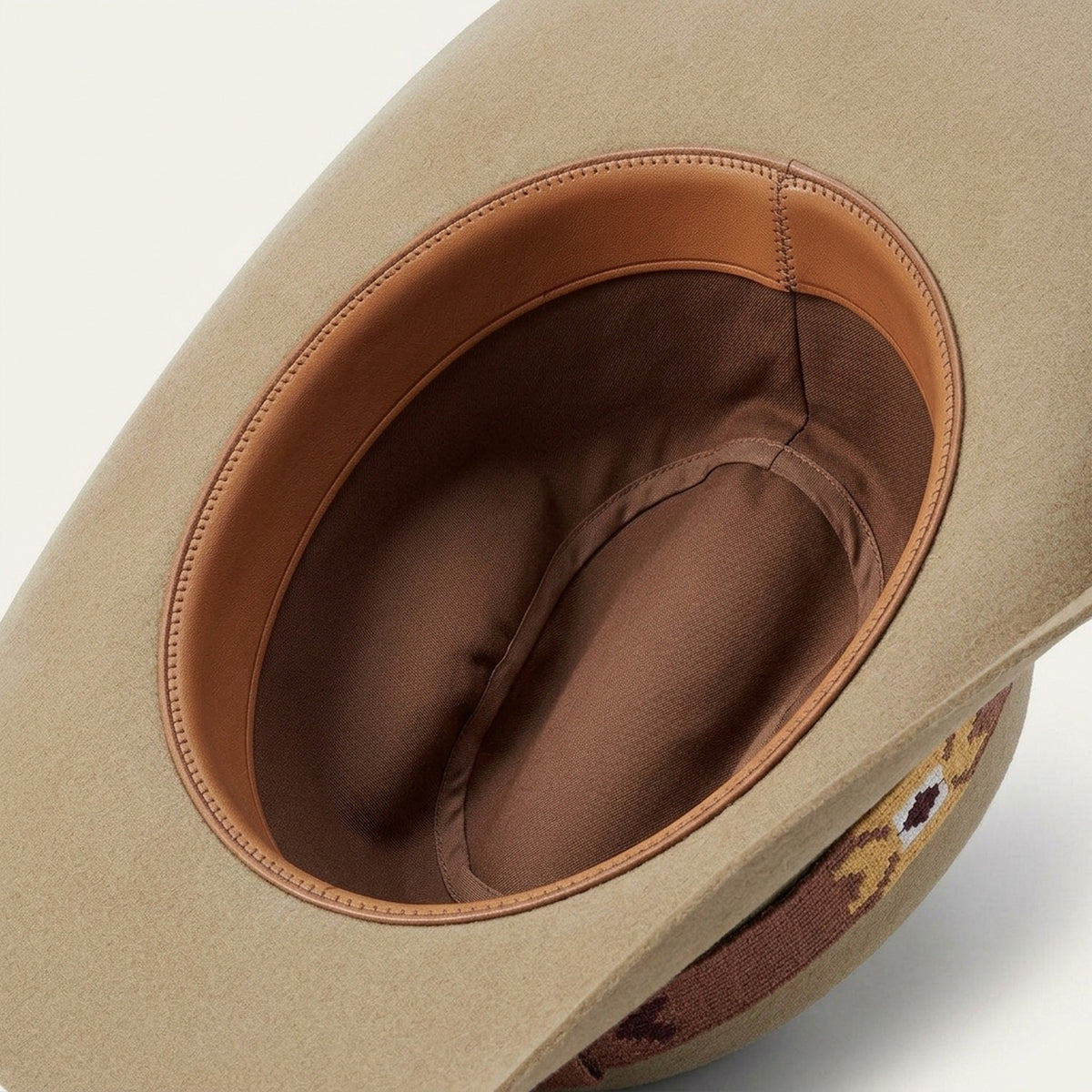 Tan Cowboy Hat With Embroidered Southwestern Band