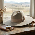 Light Gray Wool Felt Floppy Hat with Grosgrain Band and Feather