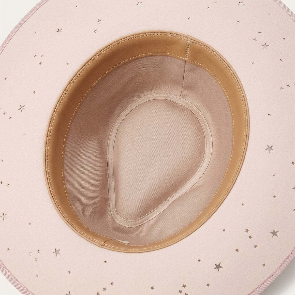 Blush Pink Wide Brim Felt Hat with Star Cutouts and Tassel