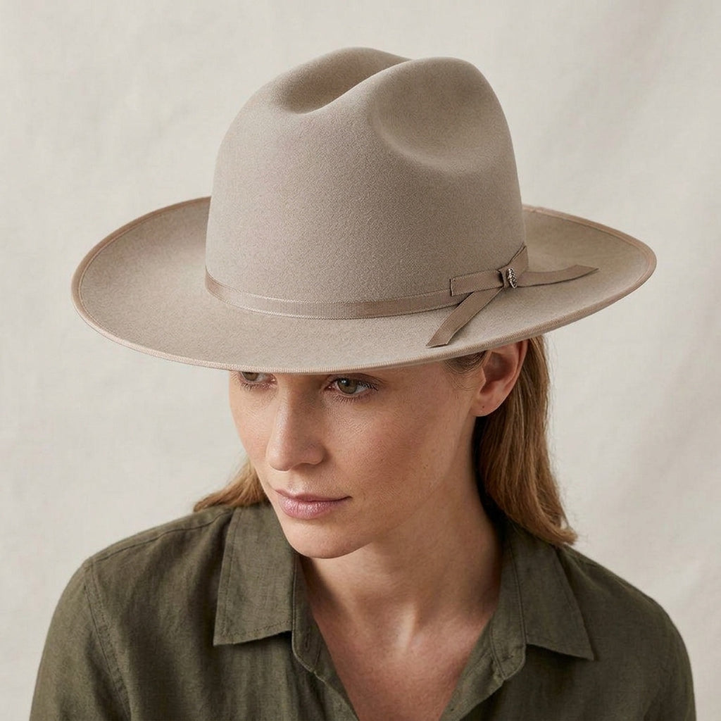 Light Pink Felt Fedora Hat with Grosgrain Band - Classic