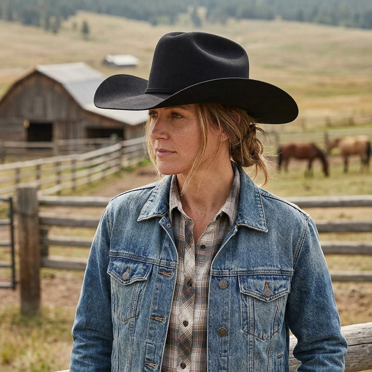 Black Felt Cowboy Hat with Silver Pin Accent - Western Hat