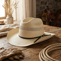 Natural Straw Cowboy Hat with Perforated Crown