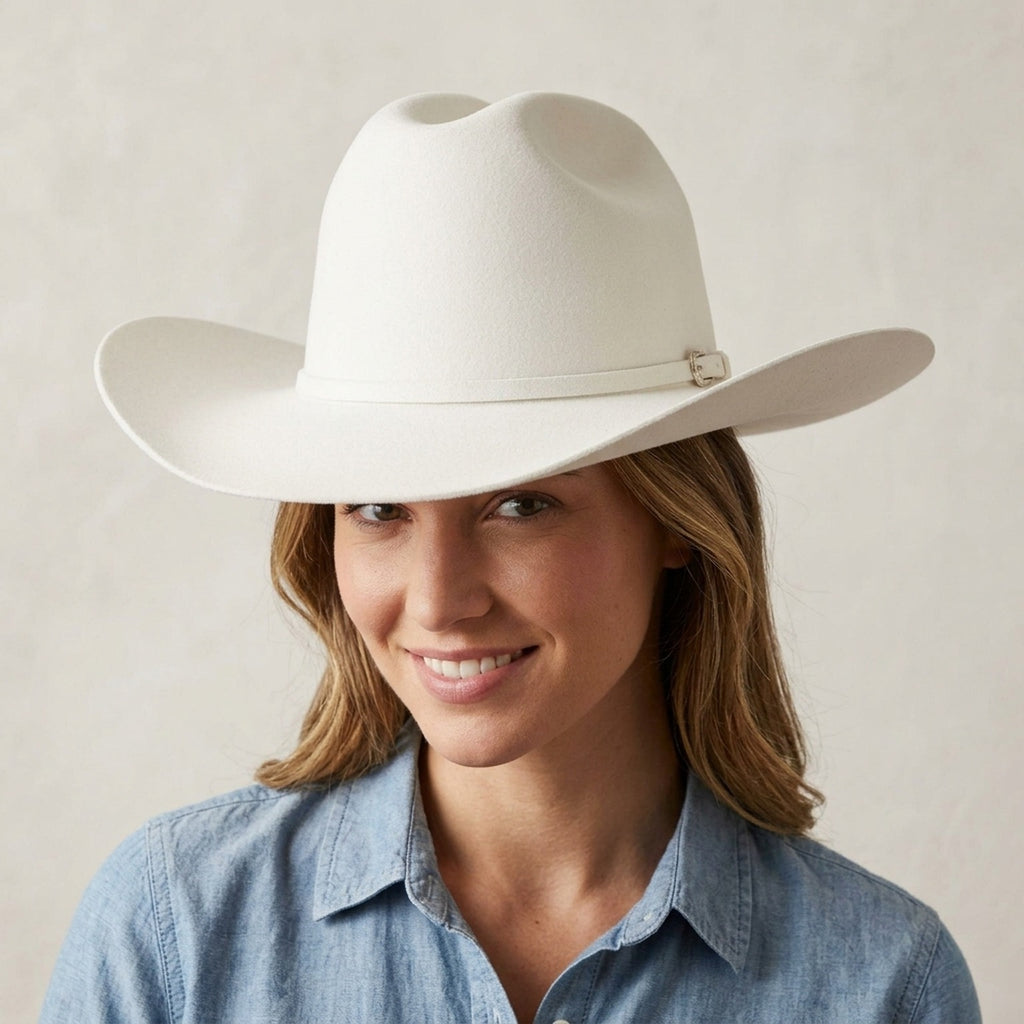 Unisex White Wool Felt Cowboy Hat for Festival Western Looks