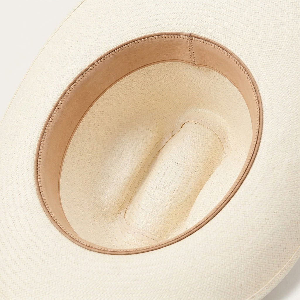 Cream Straw Cowboy Hat with Braided Leather Hatband Detail