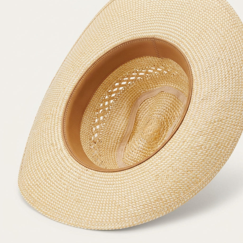 Unisex Open Weave Western Straw Hat with Leather Band Sun