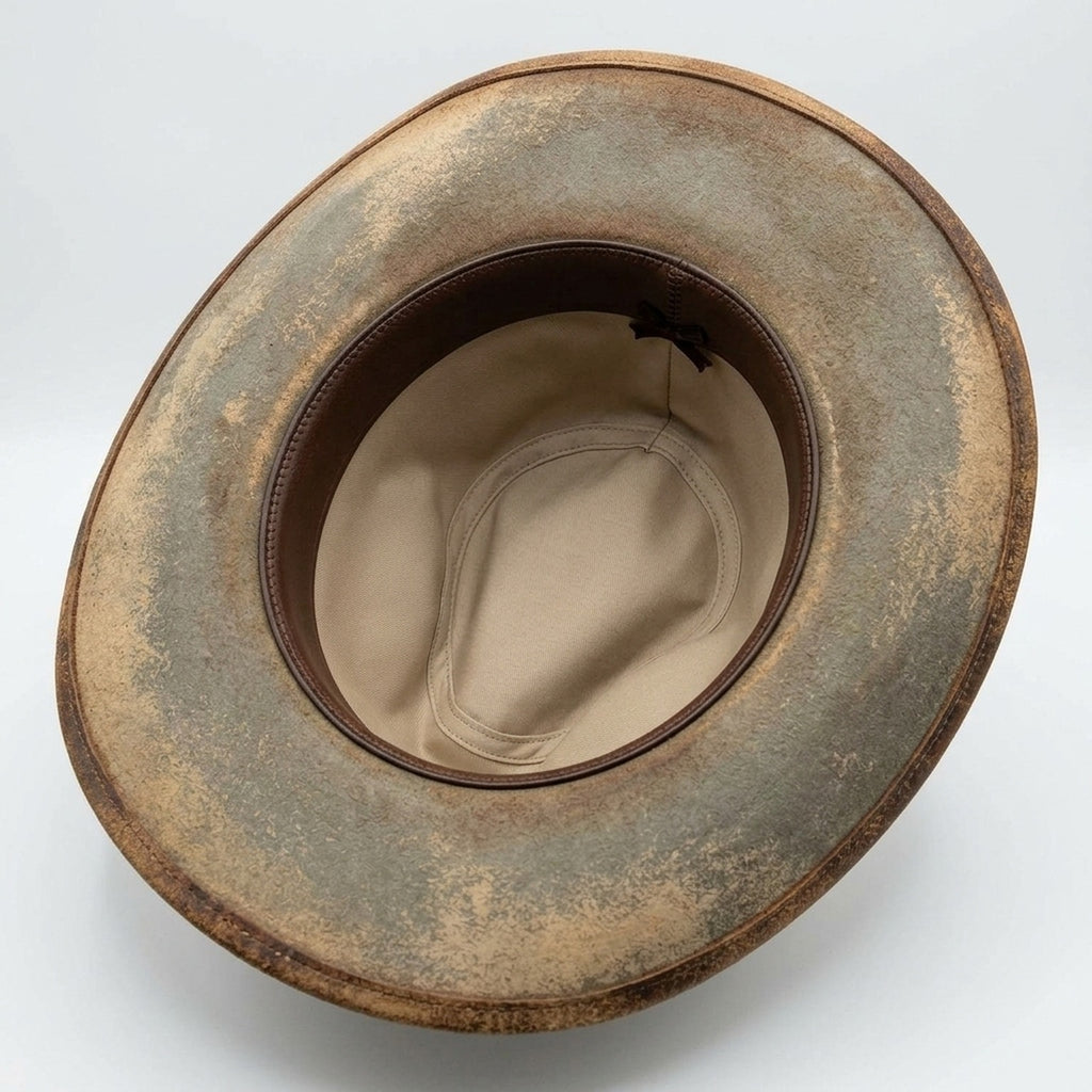 Weathered Tan Western Hat with Croc Leather and Bandana Band